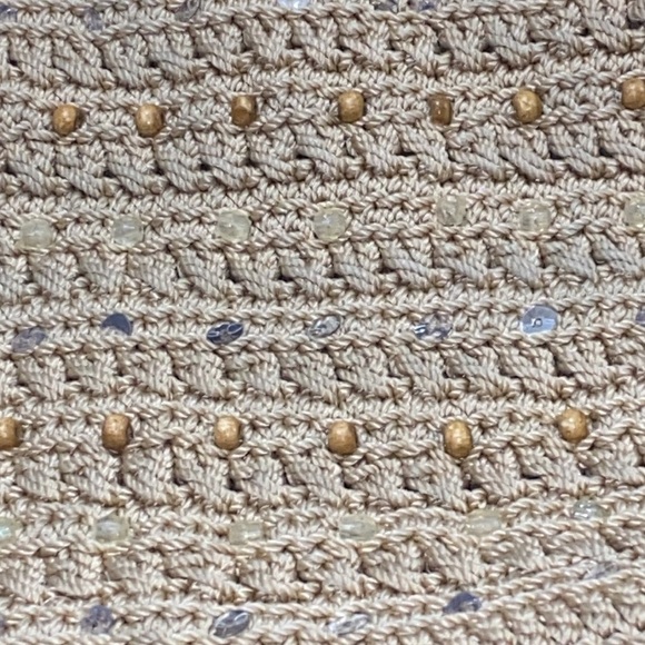 The SAK Beige Crochet Natural color bead and sequin accents crossbody purse - Picture 3 of 11